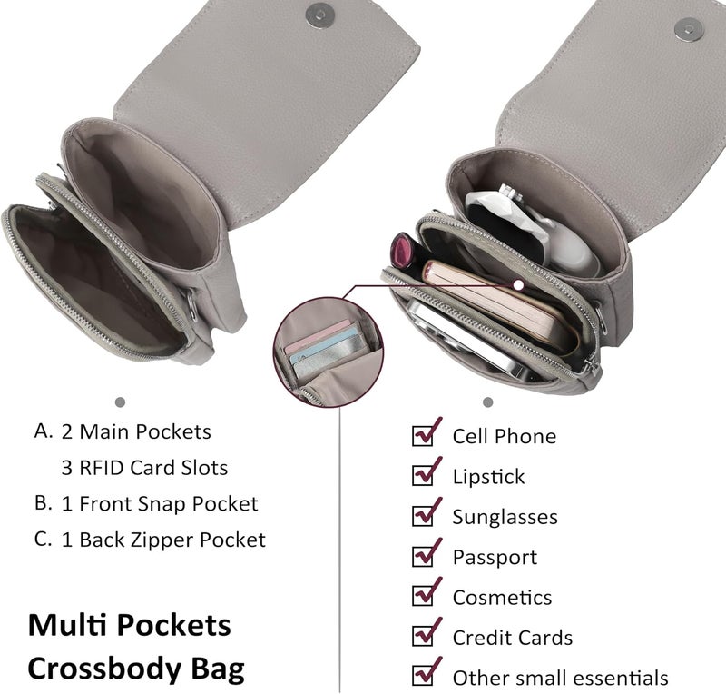 befen Genuine Leather Small Crossbody Bags for Women, Cell Phone Cross body Purse Bag with RFID Blocking Card Slots - Image 2